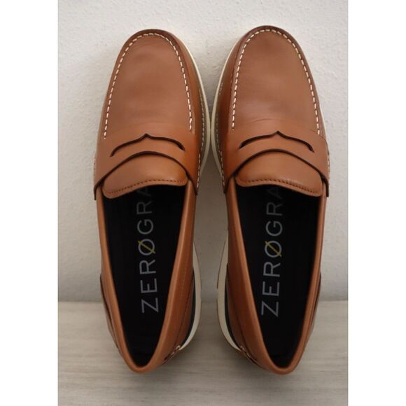 Cole Haan C34025 Mens Sz 9.5M British Tan/Ivory Leather 4.ZEROGRAND Loafers - Picture 2 of 16